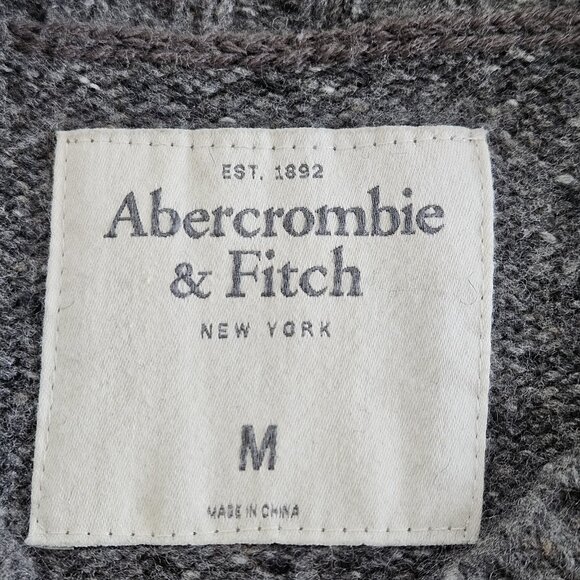 Abercrombie & Fitch Sweater Men M Marled Gray LS Crew Neck Wool Preppy Academia - Picture 3 of 16
